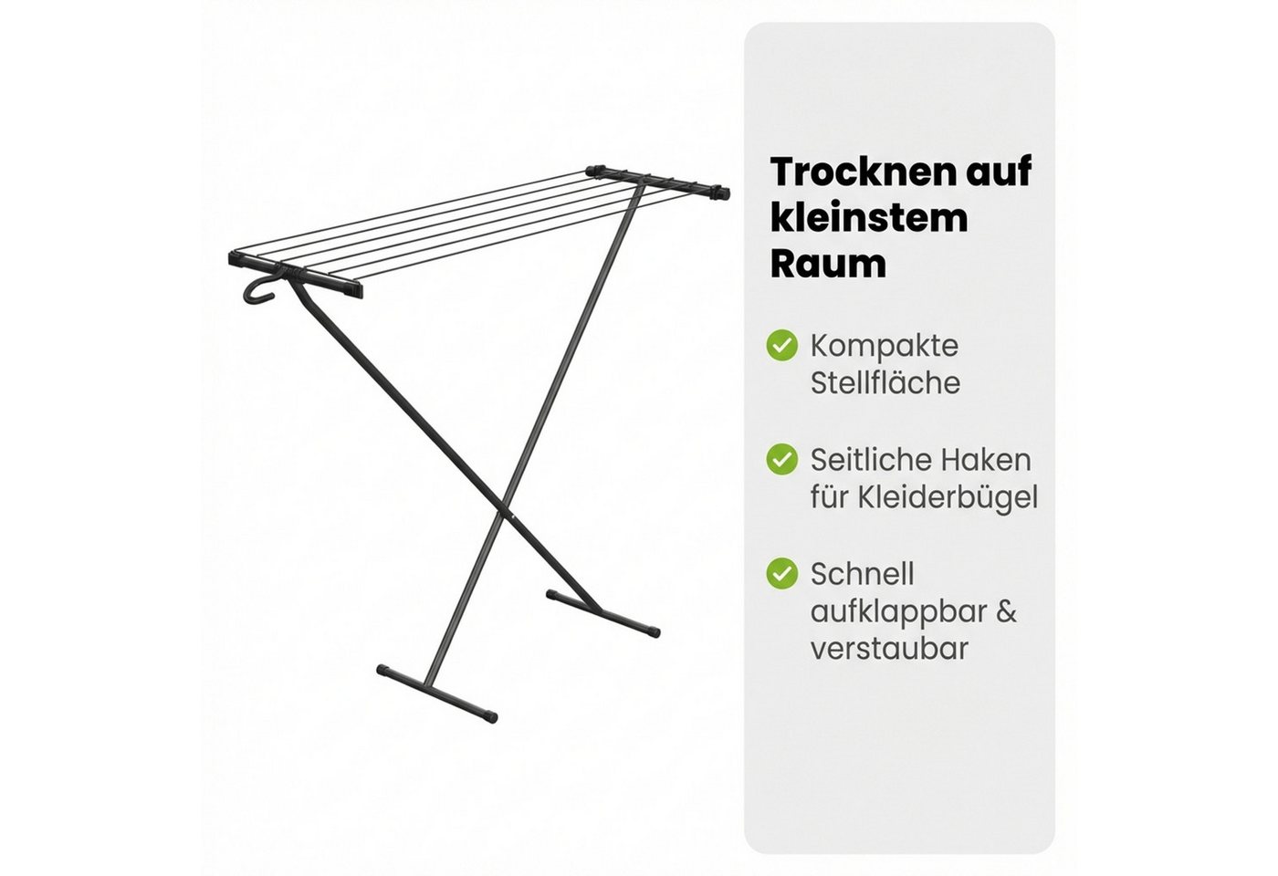 Gardissimo Wäscheständer Space klein und schmal klappbar Wäschetrockner, klappbar ideal für kleine Räume wie Bad Balkon etc. – Bild 2 von 5