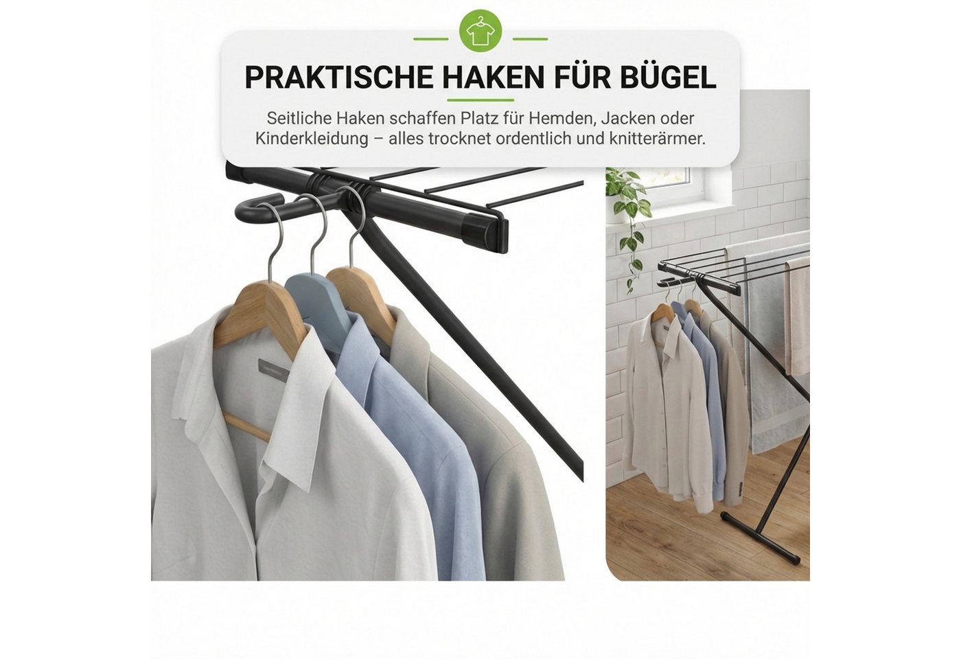 Gardissimo Wäscheständer Space klein und schmal klappbar Wäschetrockner, klappbar ideal für kleine Räume wie Bad Balkon etc. – Bild 5 von 5