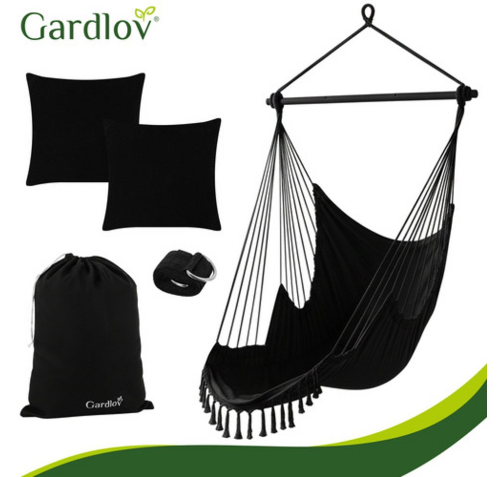 Gardlov Hängesessel Garten-Hängesessel Schaukel Storchennest mit Kissen, 3 Farben Auswahl & bis 150 kg & 2 Kissen inklusive & Metallstange – Bild 4 von 5