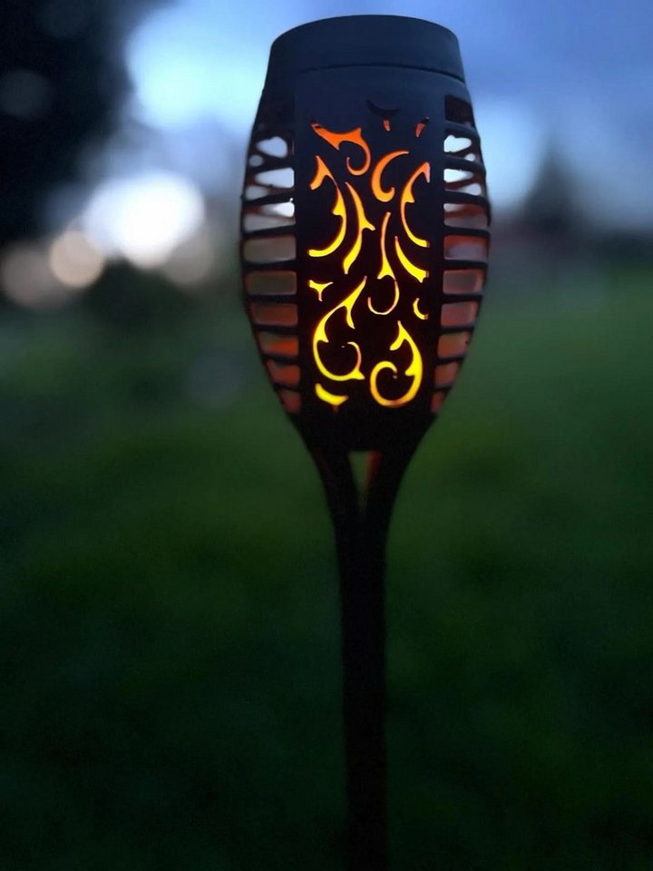 Gardlov LED Solarleuchte LED Solarleuchte LED Solar Gartenleuchten Flammeneffekt 4er Set Deko, LED, warmweiß, Wetterfeste IP44 Solar Gartenfackeln mit Dämmerung – Bild 2 von 5