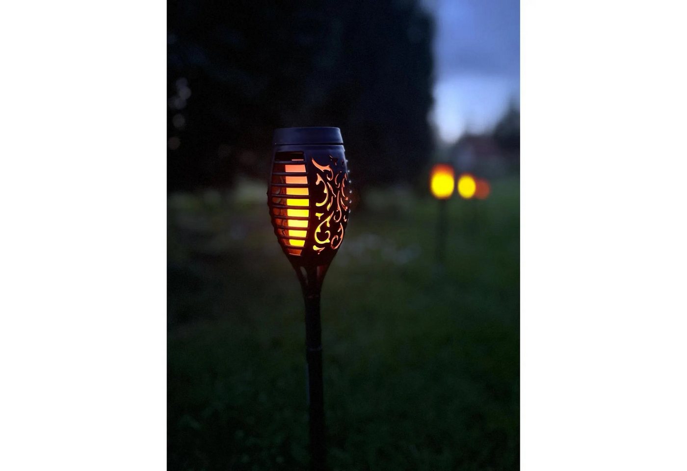 Gardlov LED Solarleuchte LED Solarleuchte LED Solar Gartenleuchten Flammeneffekt 4er Set Deko, LED, warmweiß, Wetterfeste IP44 Solar Gartenfackeln mit Dämmerung – Bild 4 von 5