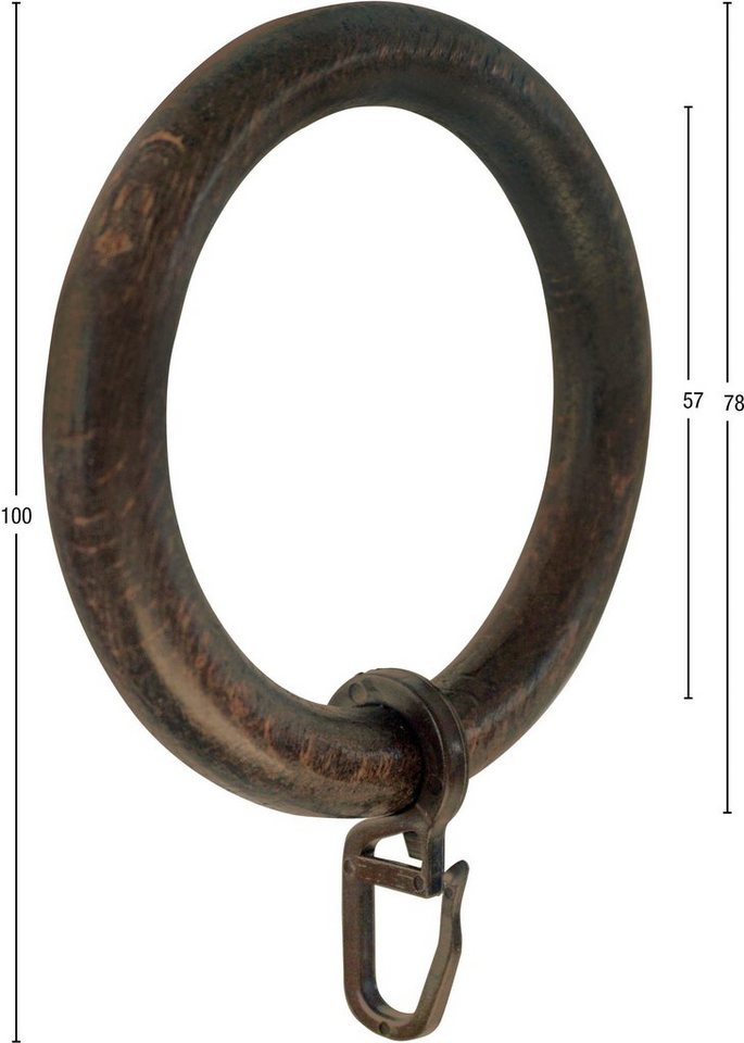 GARESA Gardinenring Holzring mit Haken, (20-St), für Durchmesser bis 35mm, einfache Montage – Bild 2 von 3