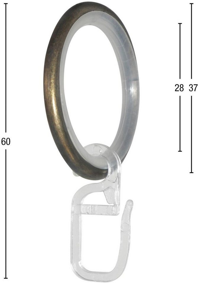 GARESA Gardinenring Ring mit Haken, (20-St), für Durchmesser bis 20mm, einfache Montage – Bild 2 von 3