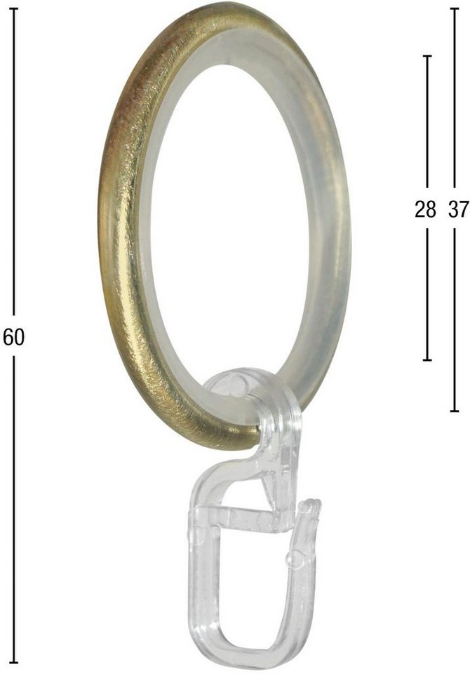GARESA Gardinenring Ring mit Haken, (20-St), für Durchmesser bis 20mm, einfache Montage – Bild 2 von 3