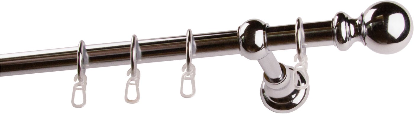 GARESA Gardinenstange ANDREA, Ø 20 mm, 1-läufig, Wunschmaßlänge, verschraubt, Metall, Vorhanggarnitur, verlängerbar, Endknopf Kugel lang, mit Ringen – Bild 2 von 4