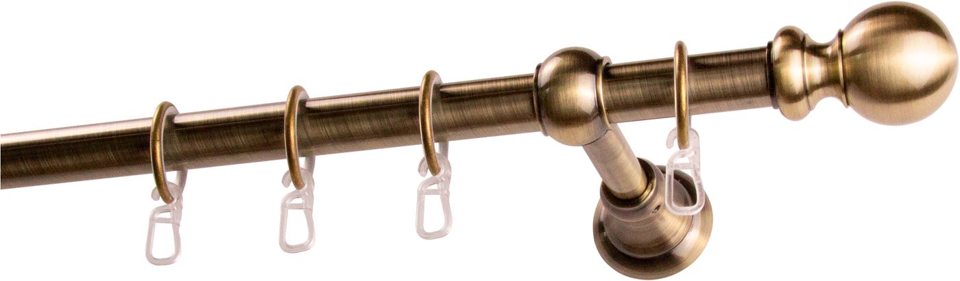 GARESA Gardinenstange ANDREA, Ø 20 mm, 1-läufig, Wunschmaßlänge, verschraubt, Metall, Vorhanggarnitur, verlängerbar, Endknopf Kugel lang, mit Ringen – Bild 2 von 4