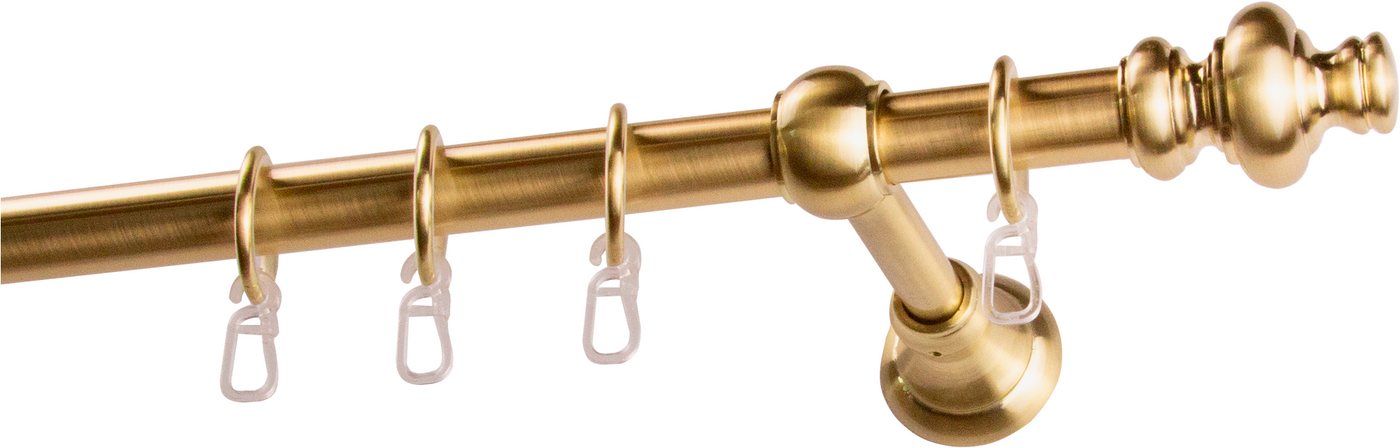 GARESA Gardinenstange ANDREA, Ø 20 mm, 1-läufig, Wunschmaßlänge, verschraubt, Metall, Vorhanggarnitur, verlängerbar, Endknopf Profil groß, mit Ringen – Bild 2 von 4
