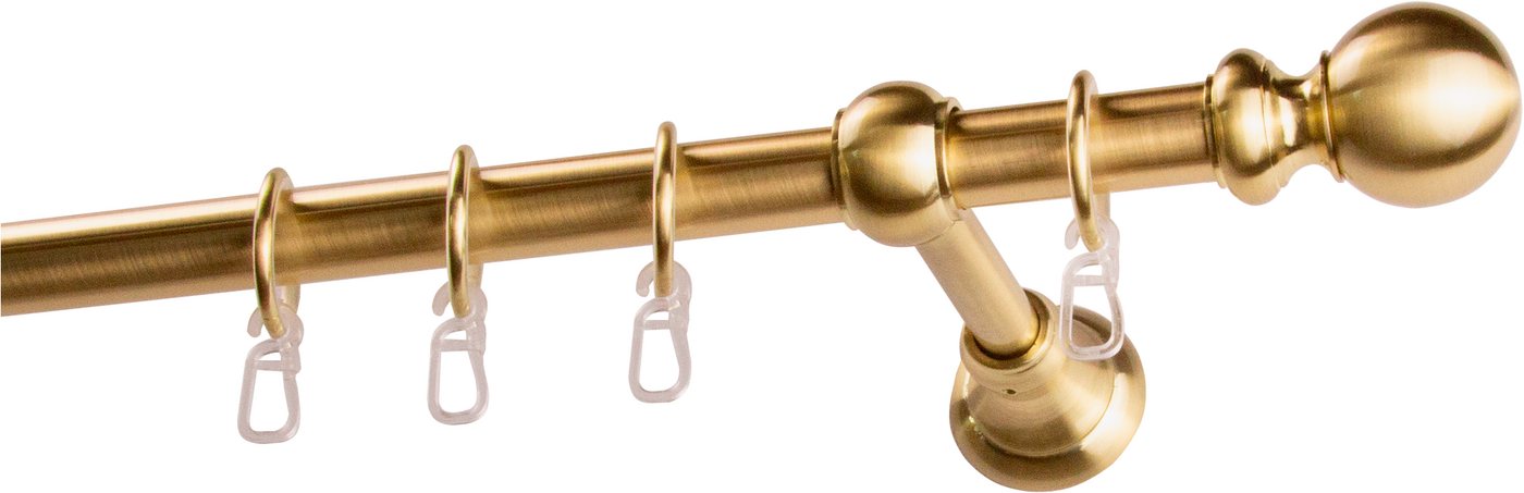 GARESA Gardinenstange ANDREA, Ø 20 mm, 1-läufig, Wunschmaßlänge, verschraubt, Metall, Vorhanggarnitur, verlängerbar, Endknopf Kugel lang, mit Ringen – Bild 2 von 4