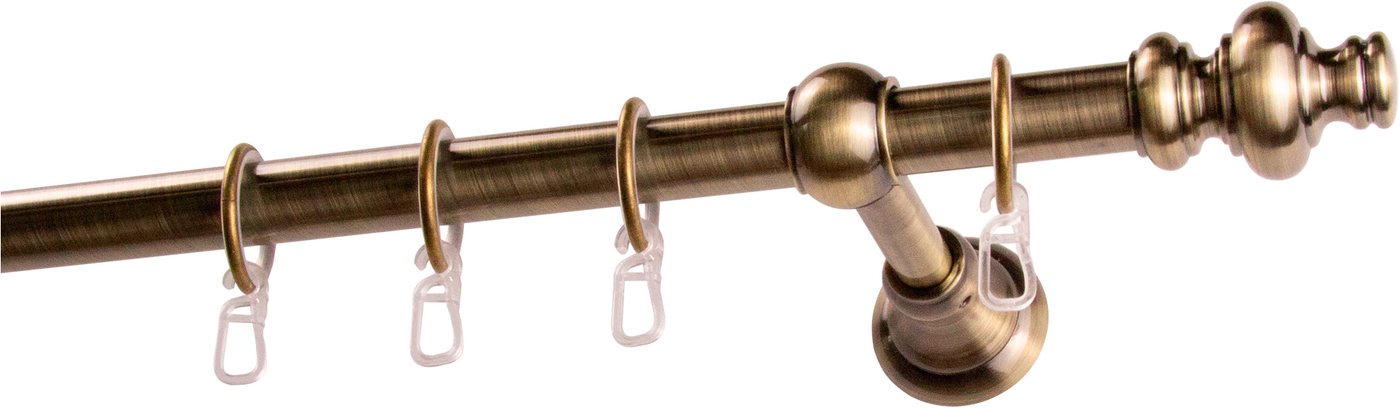 GARESA Gardinenstange ANDREA, Ø 20 mm, 1-läufig, Wunschmaßlänge, verschraubt, Metall, Vorhanggarnitur, verlängerbar, Endknopf Profil groß, mit Ringen – Bild 2 von 4