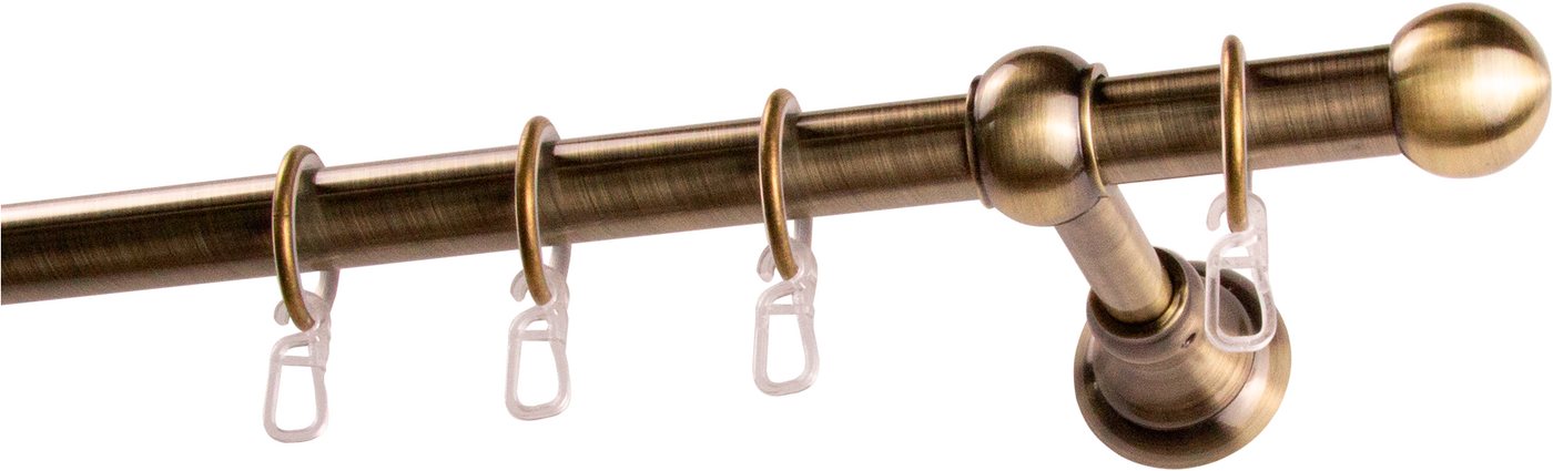 GARESA Gardinenstange ANDREA, Ø 20 mm, 1-läufig, Wunschmaßlänge, verschraubt, Metall, Vorhanggarnitur, verlängerbar, Endknopf Kugel kurz, mit Ringen – Bild 2 von 4