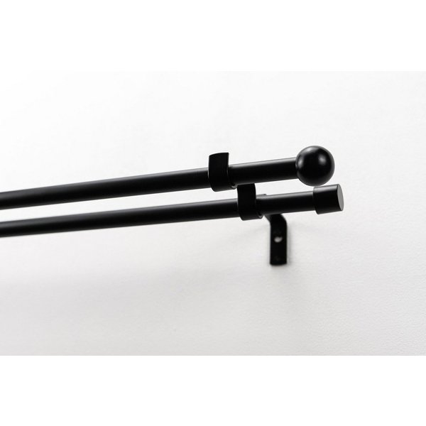 GARESA Gardinenstange BOLTI mit offenem Träger, Ø 16 mm, 2-läufig, Wunschmaßlänge, mit Bohren, verschraubt, Metall, Vorhanggarnitur, verlängerbar, Wandmontage, 