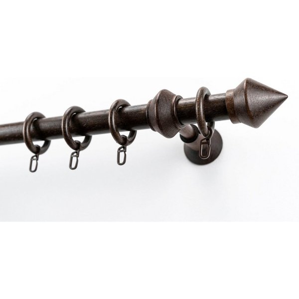 GARESA Gardinenstange Palmo, Ø 28 mm, 1-läufig, Wunschmaßlänge, mit Bohren, verschraubt, Holzwerkstoff, Vorhanggarnitur aus Holz, verlängerbar, mit Ringe/2 Lauf