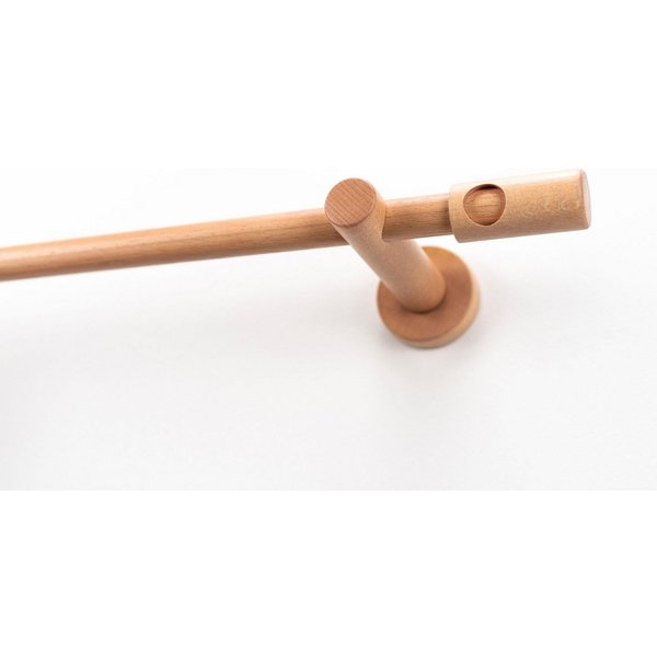 GARESA Gardinenstange PANDRI, Ø 20 mm, 1-läufig, Wunschmaßlänge, mit Bohren, verschraubt, Holzwerkstoff, Vorhanggarnitur, verlängerbar, gerader Knopf mit Aussch
