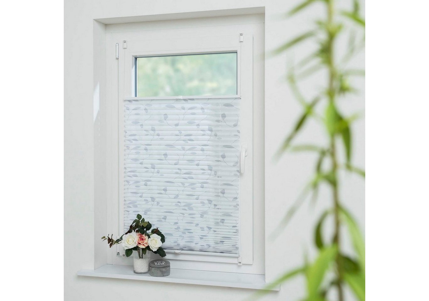 GARESA Plissee Blätter, ohne Bohren, bedruckt, blickdicht, Lichtschutz, ohne Bohren, verspannt, Klemmfix, einfache Montage, bedruckt, blickdicht – Bild 4 von 5