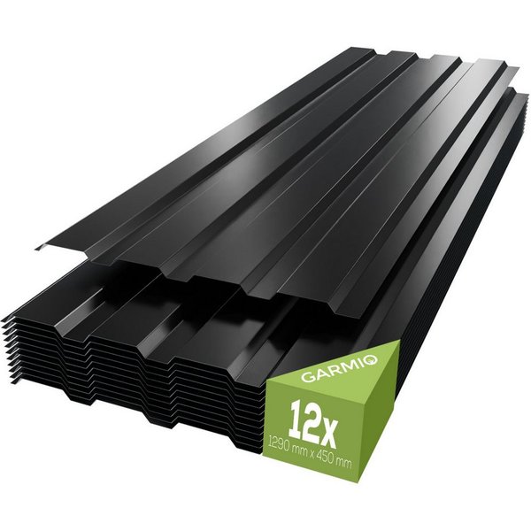GARMIO Trapezblech Trapezblech 12er Set, Dachplatten 0,25mm, Profilblech schwarz 129x45 cm, 7 m²