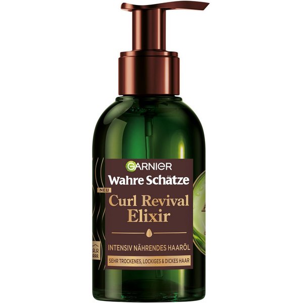 GARNIER Haaröl WAHRE SCHÄTZE CURL REVIVAL ELIXIR, für sehr trockenes, lockiges und dickes Haar, flüssige Textur