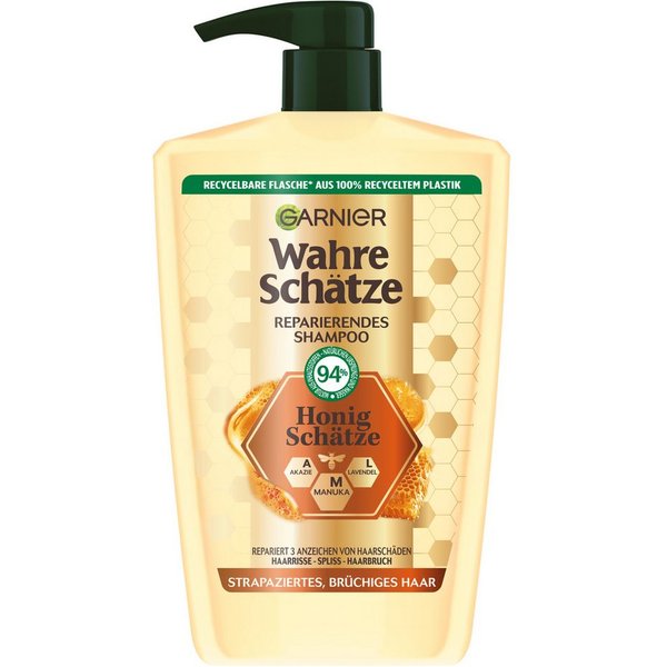 GARNIER Haarshampoo WAHRE SCHÄTZE REPARIERENDES SHAMPOO, für strapaziertes und brüchiges Haar, aufbauende Rezeptur