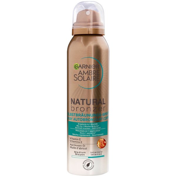 GARNIER Selbstbräunungsspray AMBRE SOLAIR NATURAL BRONZER, mit Aprikosen-Extrakt, für Gesicht und Körper, zieht schnell ein