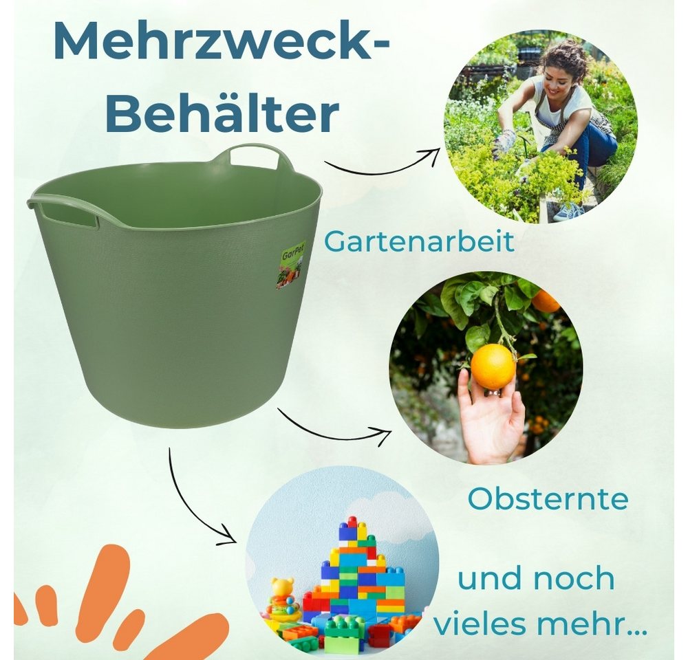 GarPet Allzweckkorb 2er Set Flexibler Eimer 42 L Wäsche Wanne Garten Korb rund Futtertrog – Bild 3 von 5
