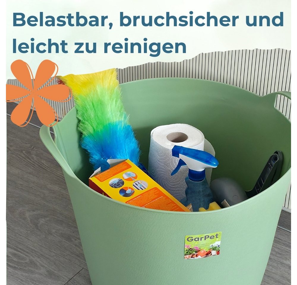 GarPet Allzweckkorb 2er Set Flexibler Eimer 42 L Wäsche Wanne Garten Korb rund Futtertrog – Bild 5 von 5
