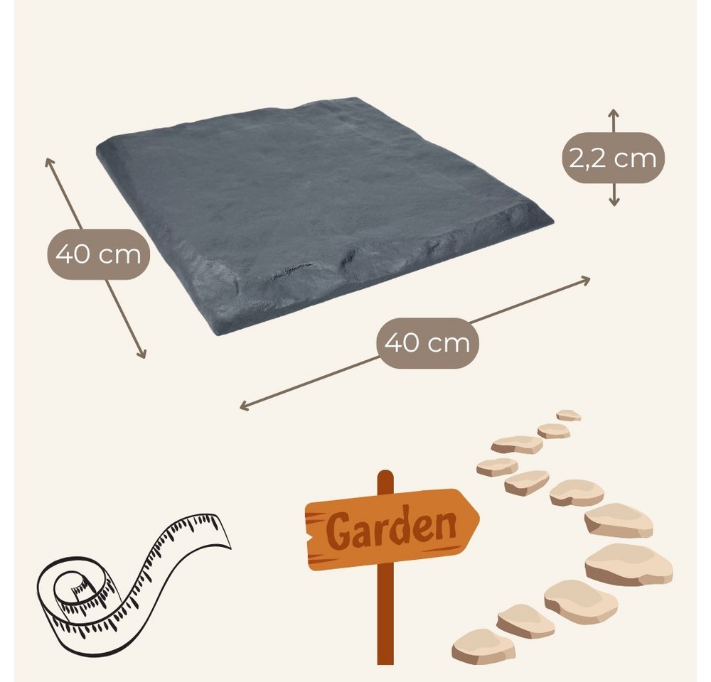 GarPet Klickfliesen 8er Set Trittplatten Garten Gehwegplatten Kunststoff 40x40 Trittsteine – Bild 2 von 5