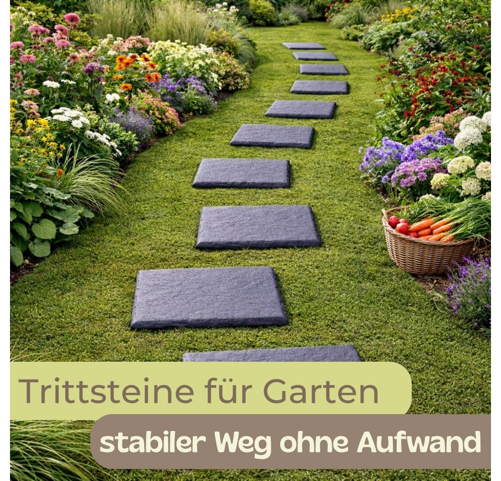 GarPet Klickfliesen 8er Set Trittplatten Garten Gehwegplatten Kunststoff 40x40 Trittsteine – Bild 3 von 5