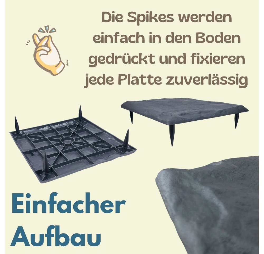 GarPet Klickfliesen 8er Set Trittplatten Garten Gehwegplatten Kunststoff 40x40 Trittsteine – Bild 4 von 5