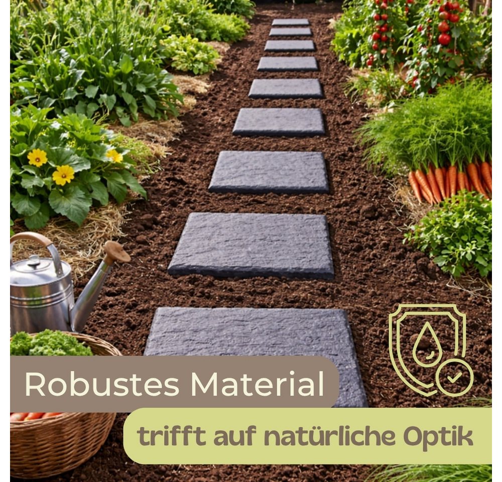 GarPet Klickfliesen 8er Set Trittplatten Garten Gehwegplatten Kunststoff 40x40 Trittsteine – Bild 5 von 5