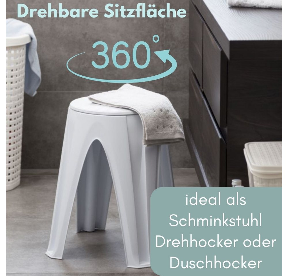 GarPet Sitzhocker Hocker Duschhocker Sitzhocker Drehhocker Schminkhocker rund Bad Praxis – Bild 4 von 5