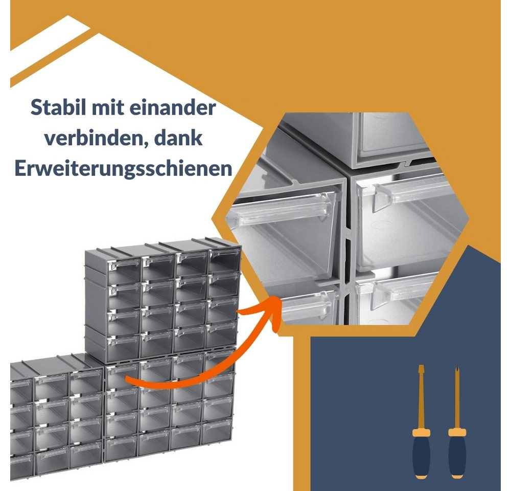 GarPet Sortimentskasten Sortimentskasten 16 Fach Schrauben Sortierbox Kleinteilemagazin Box – Bild 5 von 5