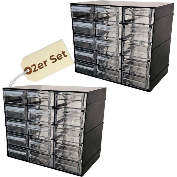 GarPet Sortimentskasten 2er Set Sortimentskasten 15 Fach Sortier Box Kleinteile Organizer