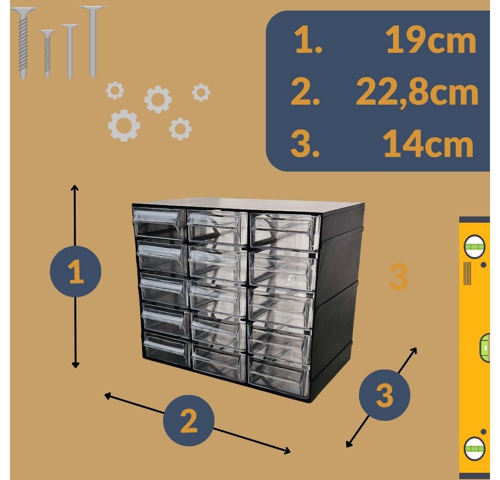 GarPet Sortimentskasten 2er Set Sortimentskasten 15 Fach Sortier Box Kleinteile Organizer – Bild 2 von 5