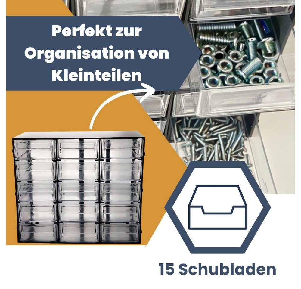 GarPet Sortimentskasten 2er Set Sortimentskasten 15 Fach Sortier Box Kleinteile Organizer – Bild 3 von 5