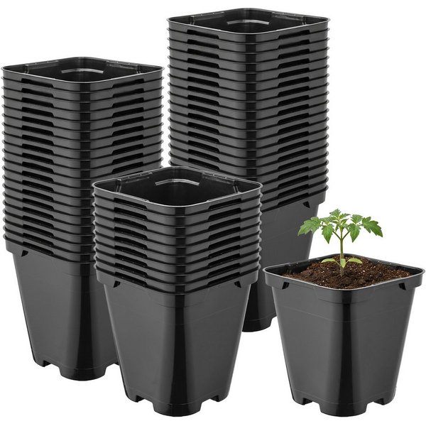 Garronda Blumentopf Kunststoff eckig abgerundet mit Drainagelöchern für Garten GD-0200 (50 St., 50er Set)