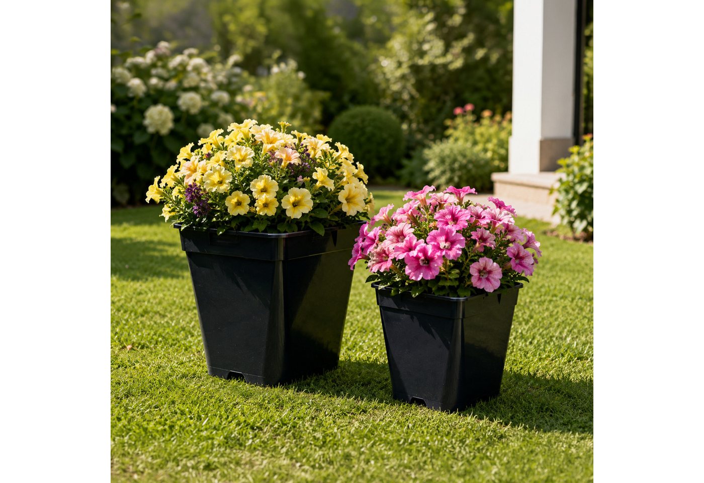 Garronda Blumentopf Kunststoff eckig abgerundet mit Drainagelöchern für Garten GD-0200 (50 St., 50er Set) – Bild 3 von 4