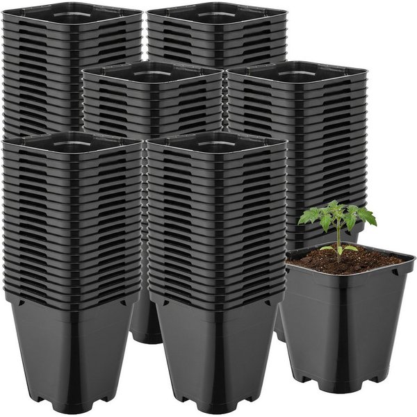 Garronda Blumentopf Kunststoff eckig abgerundet mit Drainagelöchern für Garten GD-0200 (100 St., 100er Set)