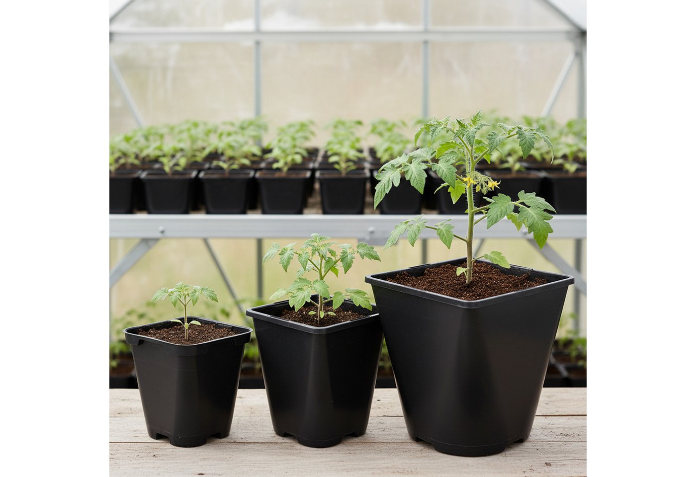 Garronda Blumentopf Kunststoff eckig abgerundet mit Drainagelöchern für Garten GD-0200 (5 St., 5er Set) – Bild 2 von 4