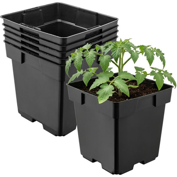 Garronda Blumentopf Kunststoff eckig mit Drainagelöchern Blumentopf für Garten GD-0199 (5 St., 5er Set)