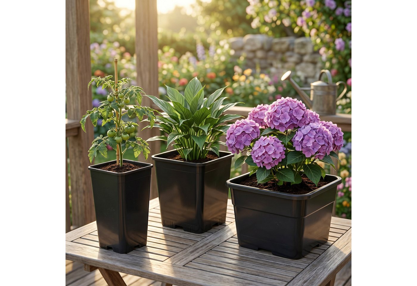 Garronda Blumentopf Kunststoff hoch eckig mit Drainagelöchern für Garten GD-0201 (20 St., 20er Set) – Bild 2 von 4