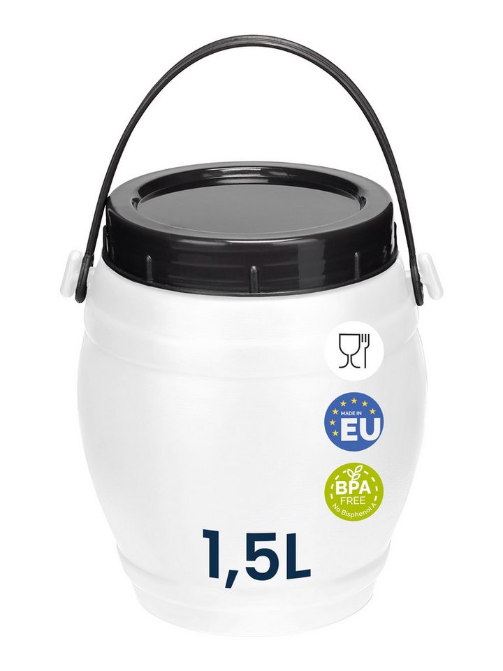 Garronda Regentonne 1,5L Behälter mit Deckel Weithalsfass BPA-frei GD-0086, Weiß, 1.5 l, (1-tlg), BPA-Frei – Bild 2 von 5