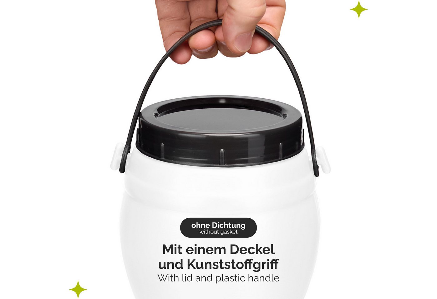 Garronda Regentonne 1,5L Behälter mit Deckel Weithalsfass BPA-frei GD-0086, Weiß, 1.5 l, (1-tlg), BPA-Frei – Bild 4 von 5