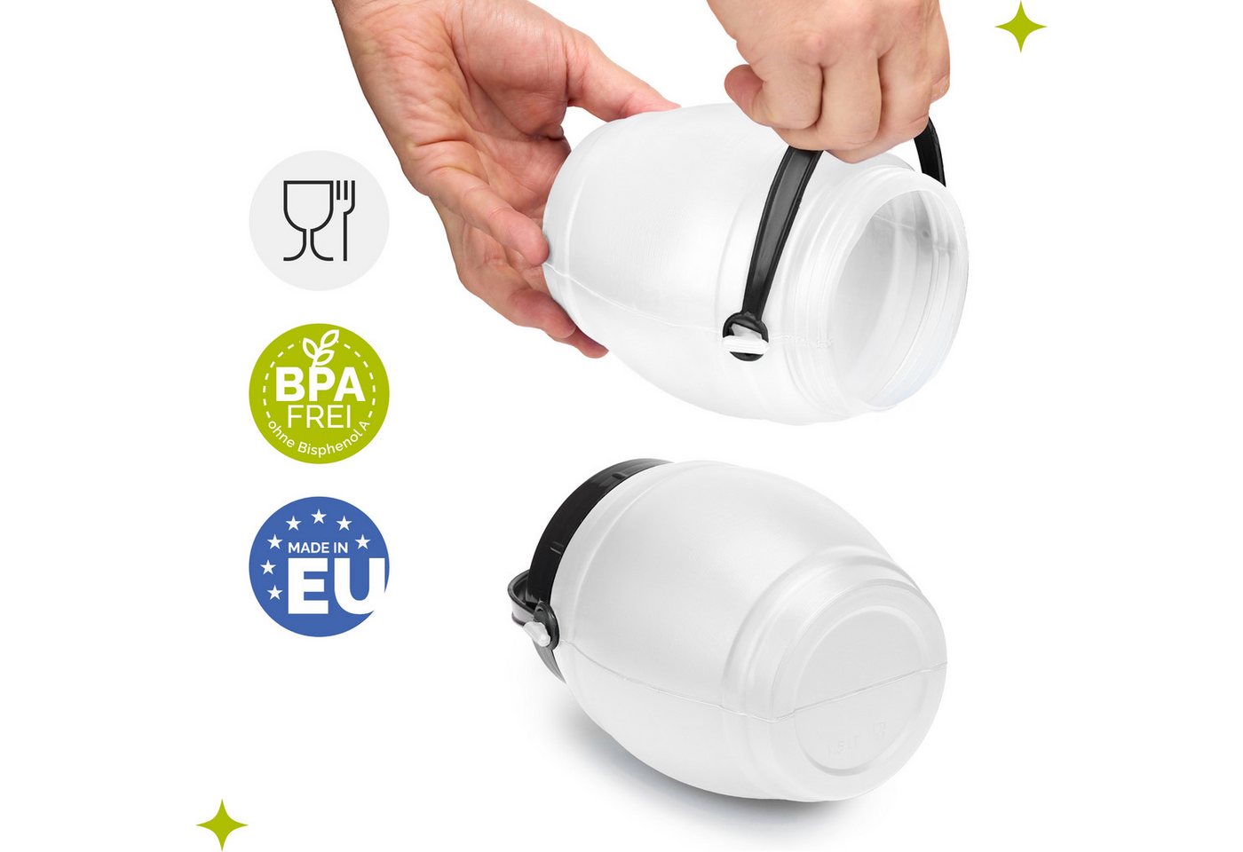 Garronda Regentonne 1,5L Behälter mit Deckel Weithalsfass BPA-frei GD-0086, Weiß, 1.5 l, (1-tlg), BPA-Frei – Bild 5 von 5