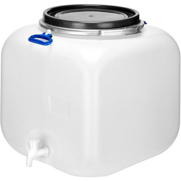 Garronda Regentonne 100L Weithalsfass mit Deckel Hahn quadratisch für Garten GD-0089, Weiß, 100 l, (1-tlg), BPA-Frei