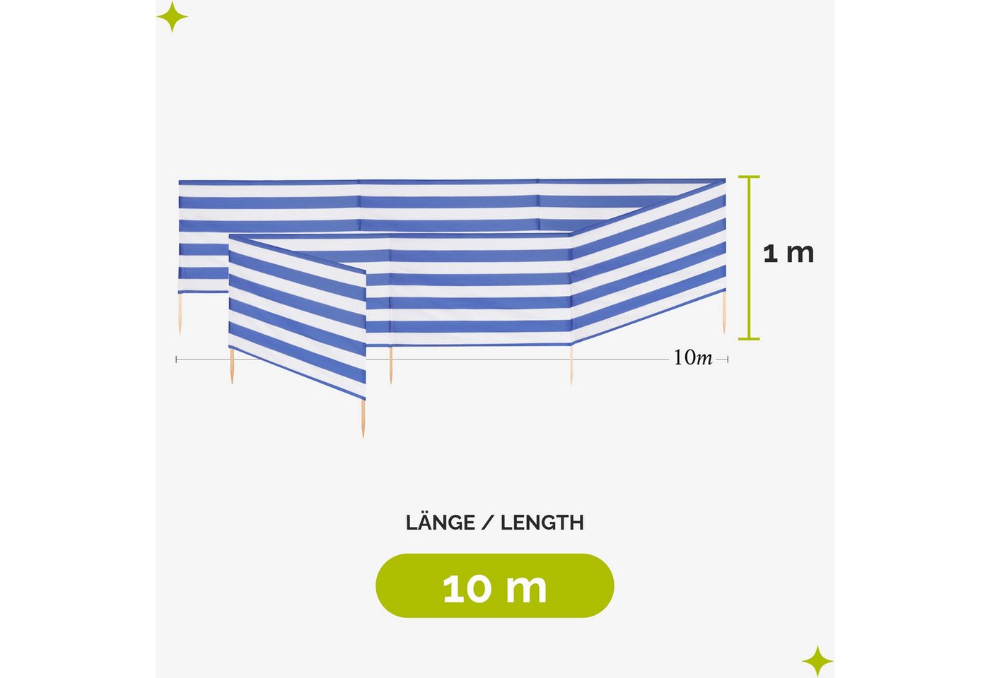 Garronda Windschutz Strand Sichtschutz 10m lang mit Gummihammer Garten Meer GAEX001 – Bild 2 von 5