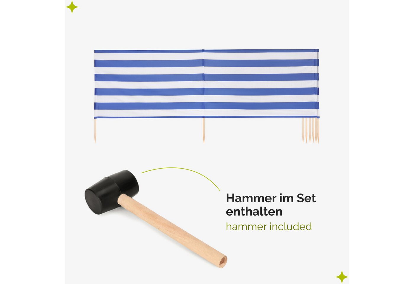 Garronda Windschutz Strand Sichtschutz 10m lang mit Gummihammer Garten Meer GAEX001 – Bild 5 von 5