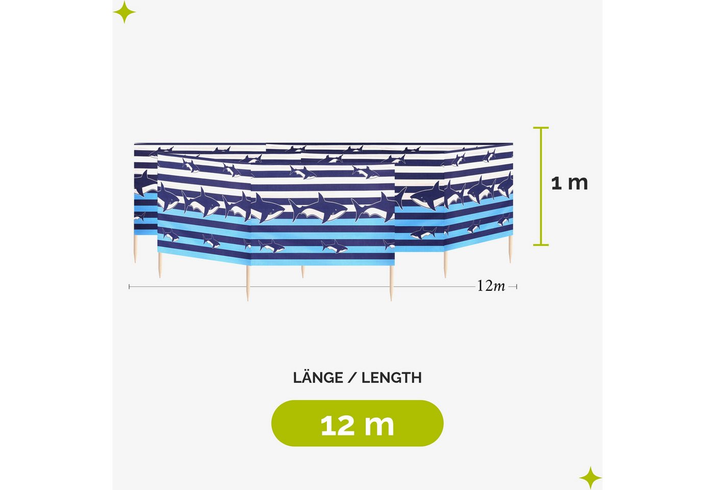 Garronda Windschutz Strand Sichtschutz 12m lang mit Gummihammer Garten Meer GAEX001 – Bild 2 von 5