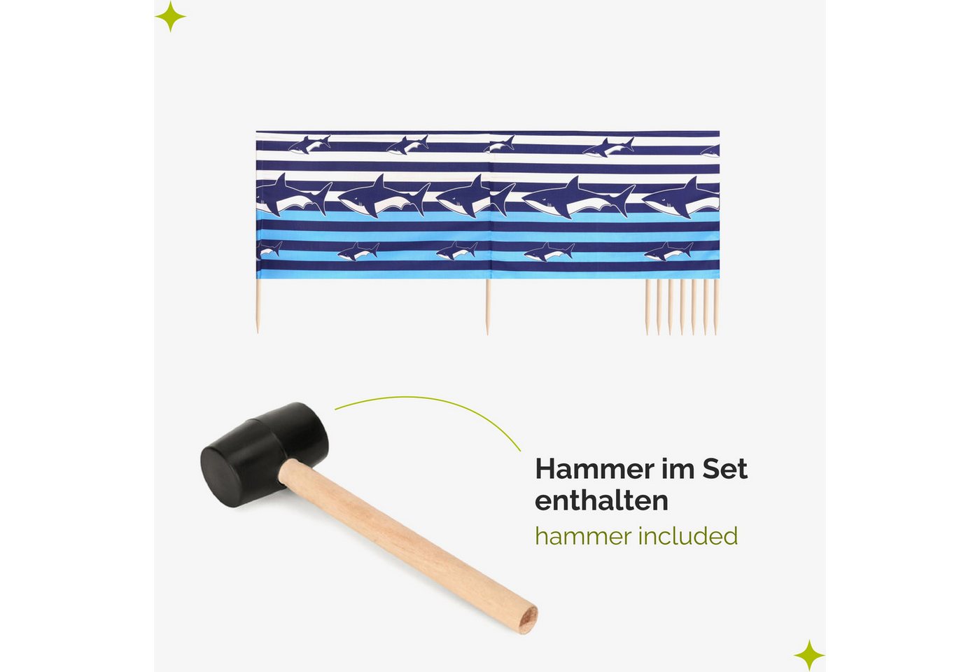 Garronda Windschutz Strand Sichtschutz 12m lang mit Gummihammer Garten Meer GAEX001 – Bild 5 von 5