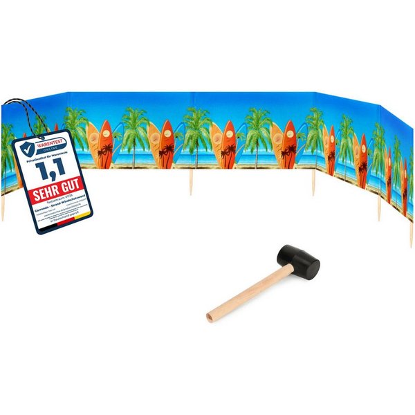 Garronda Windschutz Strand Sichtschutz 6m lang mit Gummihammer Garten Meer GAEX001, (mit Gummihammer)