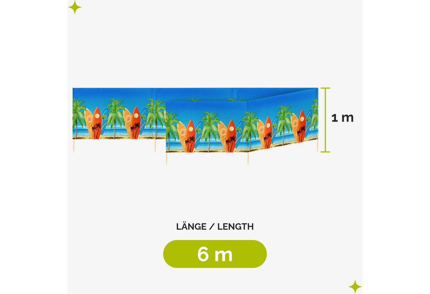 Garronda Windschutz Strand Sichtschutz 6m lang mit Gummihammer Garten Meer GAEX001, (mit Gummihammer) – Bild 2 von 5