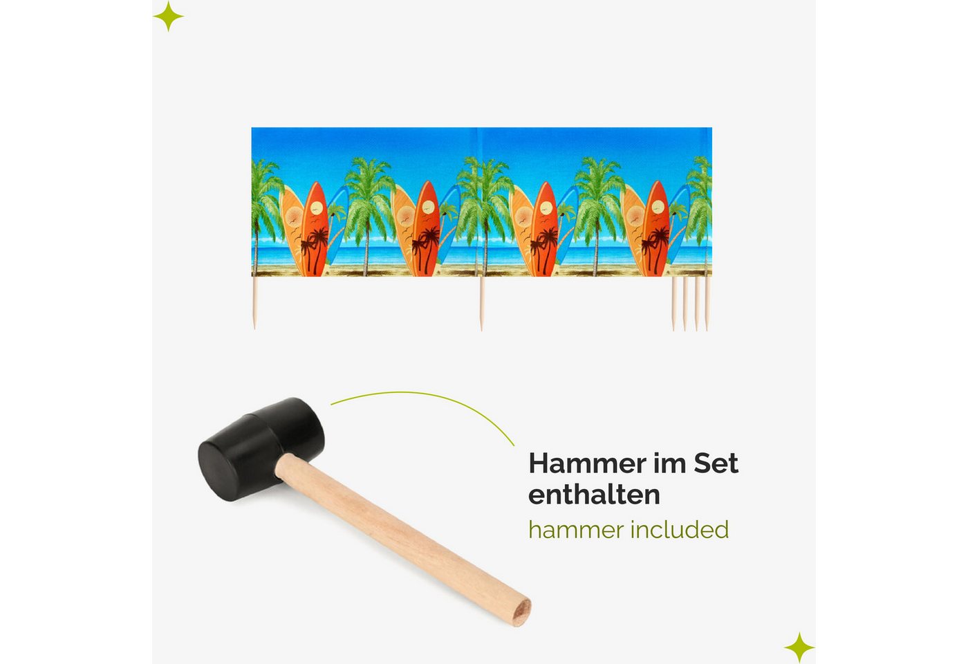 Garronda Windschutz Strand Sichtschutz 6m lang mit Gummihammer Garten Meer GAEX001, (mit Gummihammer) – Bild 5 von 5